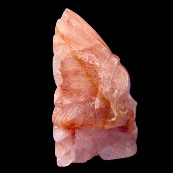 Fire Quartz Feathered Shaman Skull